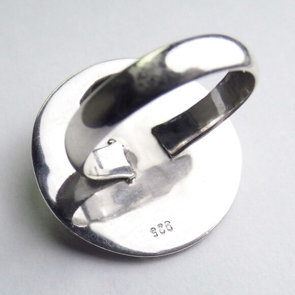 LABRADORITE Silver Two tone RING size 8.5 - Picture 2 of 7